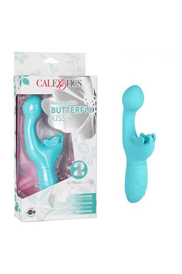 Вибромасссажер кролик Rechargeable Butterfly Kiss, бирюзовый