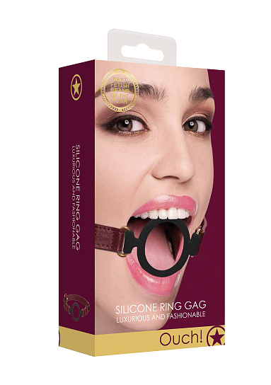 Кляп-кольцо Shots Media Ouch Silicone Ring Gag, бордовый