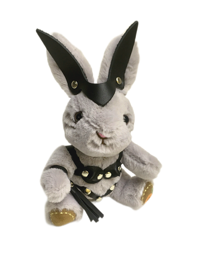 Подарочный бдсм-зайчик BDSM-Арсенал с плетью песочный, мини-размер