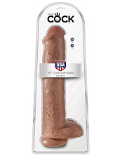 Реалистичный фаллоимитатор-гигант King Cock коричневый 34,3 см