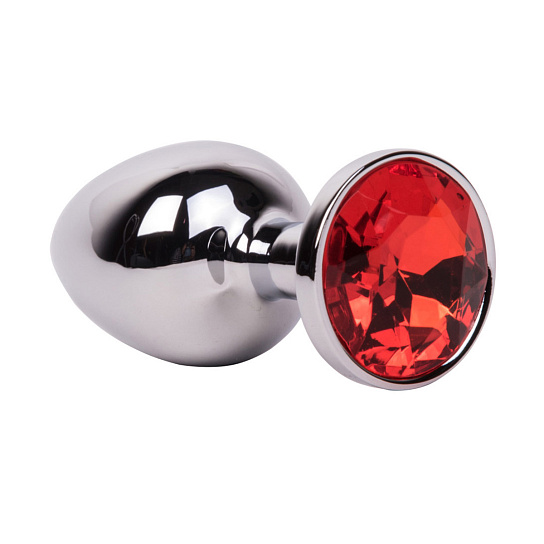 Мини-плаг из стали с красным кристаллом