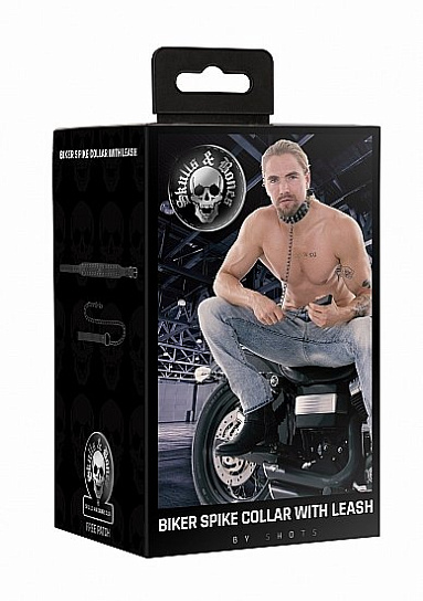 Ошейник с зубцами и привязью BIKER SPIKE