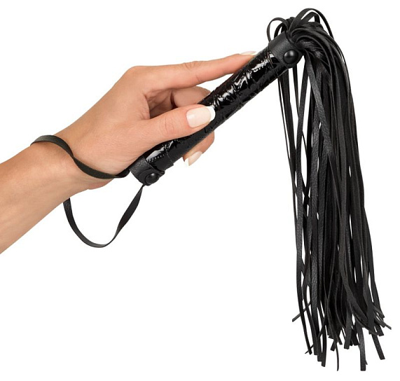 Удобная плеть Flogger черная с петлей - темляк