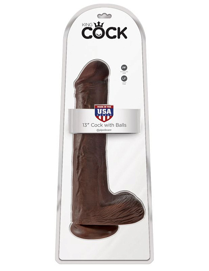 Фаллос гигант на присоске Cock with Balls с мошонкой 22.4 см, темно-коричневый Фаллос гигант на присоске Cock with Balls с мошонкой 22.4 см, темно-коричневый