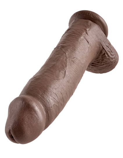Реалистичный фаллос на присоске 12 Cock with Balls, 24 см, коричневый Реалистичный фаллос на присоске 12 Cock with Balls, 24 см, коричневый