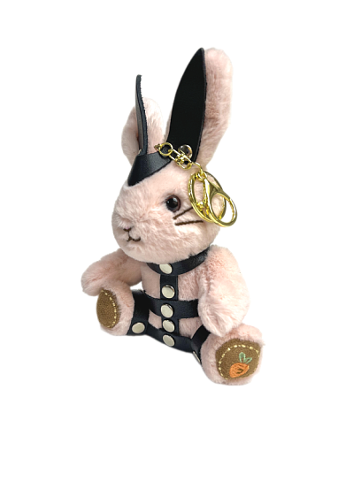 Подарочный бдсм-зайчик BDSM-Арсенал в портупее розовый, мини-размер