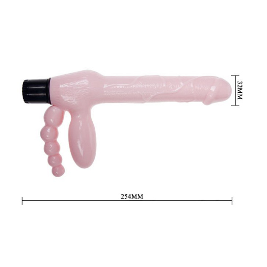 Super Strapless Dildo тройной страпон без ремней с вибрацией 25,4 см