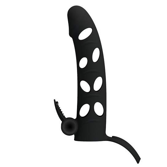 Вибронасадка на пенис Sleeve Vibro 1 с креплением на мошонку