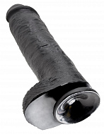 Фаллос-гигант 11 Cock with Balls на присоске, 15 cм, черный