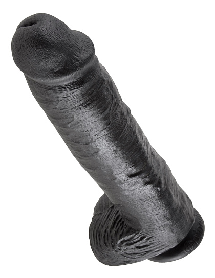 Фаллос-гигант 11 Cock with Balls на присоске, 15 см, черный