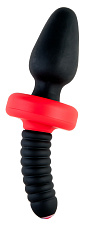 Мощная анальная втулка с виброрежимом, ToyFa Black & Red, черная