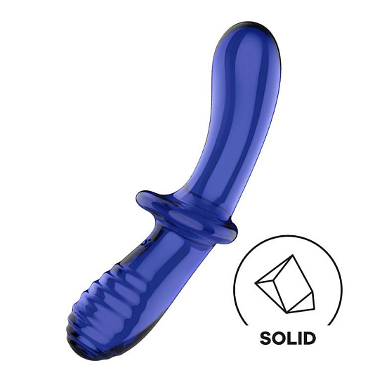 Двусторонний стеклянный дилдо Satisfyer Double Crystal, синий