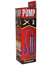 Вакуумная помпа для увеличения члена Eroticon PUMP X1 с грушей, 23 см, фиолетовая