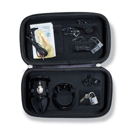 Замок верности с электростимуляцией Pubic Enemy, черный