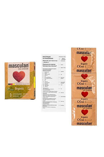 Презервативы Masculan Organic утонченные веганские, 3 шт, прозрачные