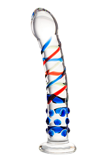 Фаллос GLASS с крупной головкой и уникальным рельефом, 17 см