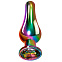 Радужная анальная пробка малая Evolved Rainbow Metal Plug, большая