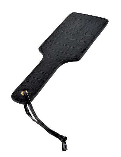 Слэппер Pleasure Paddle из кожи под крокодила, черная