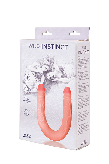Двусторонний фаллос Wild Instinct, телесный 47,6 см