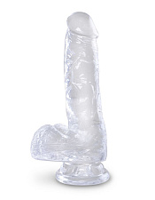 Прозрачный фаллоимитатор с мошонкой King Cock Clear 6 Cock 12,7 см
