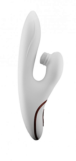 Белый вибратор BOOM Fir с клиторальной щёточкой, 23 см