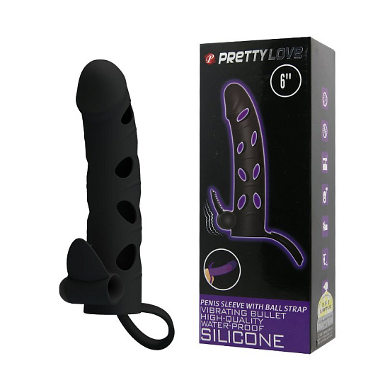 Вибронасадка на пенис Sleeve Vibro 1 с креплением на мошонку