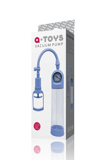 Вакуумная помпа для мужчин Toyfa A-TOYS, 20 см, прозрачно-голубая