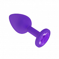 Фиолетовая анальная пробка с фиолетовым кристаллом, силиконовая