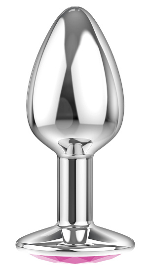 Анальный серебристый страз Diamond Clear Sparkle Small S, розовый