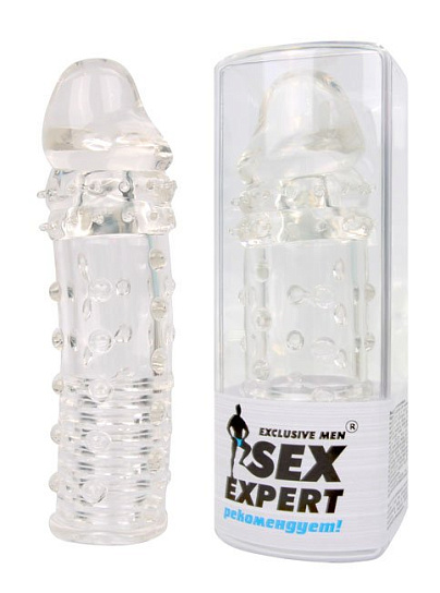 Прозрачная насадка на пенис Sex Expert L-121 с шипами