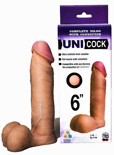 Насадка для страпона UNICOCK 6' из кибер-кожи, 18 см
