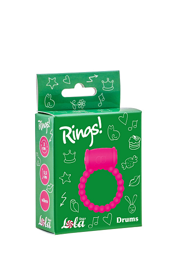 Эректильное кольцо Drums Pink Lola Rings бусинками, розовое
