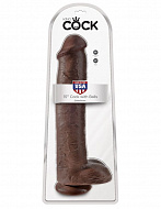 Реалистичный фаллоимитатор-гигант King Cock темно-коричневый 34,3 см