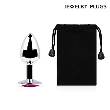 Анальная пробка металлическая Jewelry Plugs, рубиновый кристалл, размер S