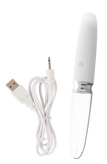 Вибратор Orion Liaison Led Straigt стеклянный, белый-прозрачный