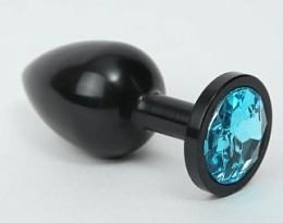 Брутально-черная анальная пробка из металла, 4sexdream, голубой