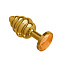 Анальная втулка с оранжевым кристаллом и ребристым рельефом Gold Spiral