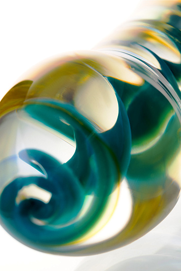 Стеклянный фаллоимитатор с рисунком 17,8 см