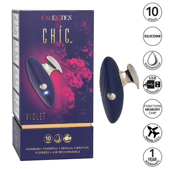 Ручной вибромассажер CHIC VIOLET с держателем между пальцами