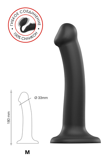 Страпон на присоске из нежного силикона Strap-on-me, 18 см, черный