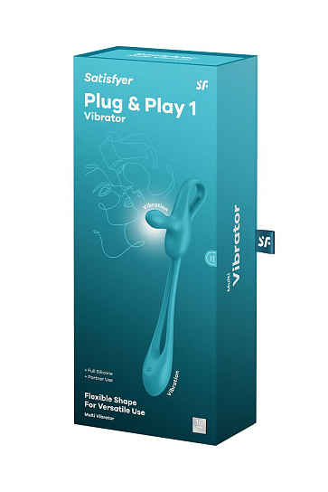 Многофункциональный гибкий вибратор для пар Satisfyer Plug & Play1, голубой