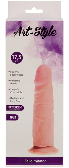 Фаллос на присоске Art-Style №24, телесный 17,5 см
