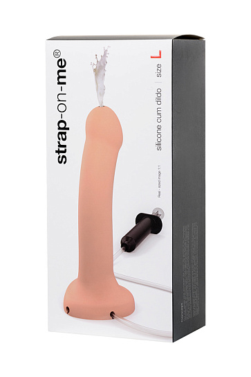 Ремневой страпон с имитацией семяизвержения Strap-on-me, 19.6 см, телесный