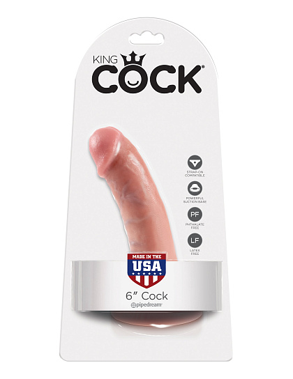 Фаллоимитатор на подошве присоске Cock King Cock PipeDream, 14 см, телесный