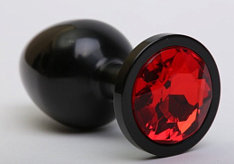 Брутально-черная анальная пробка из металла, 4sexdream, красный