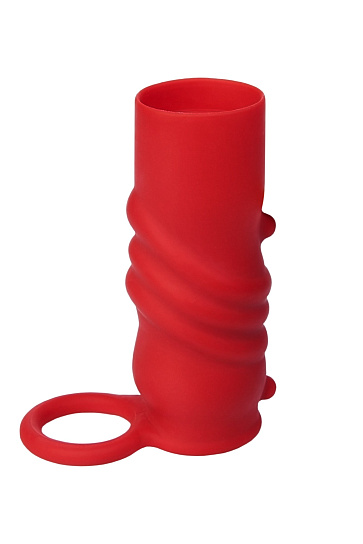 Силиконовая насадка с кольцом Black & Red ToyFa, красная
