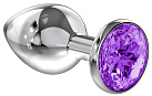 Анальный серебристый страз Diamond Clear Sparkle Small S, фиолетовый
