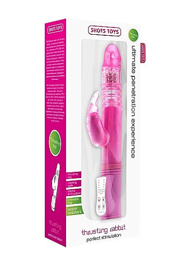 Вибромассажер THRUSTING вращается и толкается, розовый