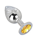 Большой плаг из стали с желтым кристаллом