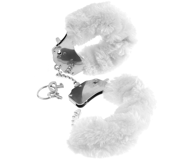 Наручники металлические Furry Love Cuffs с белым мехом
